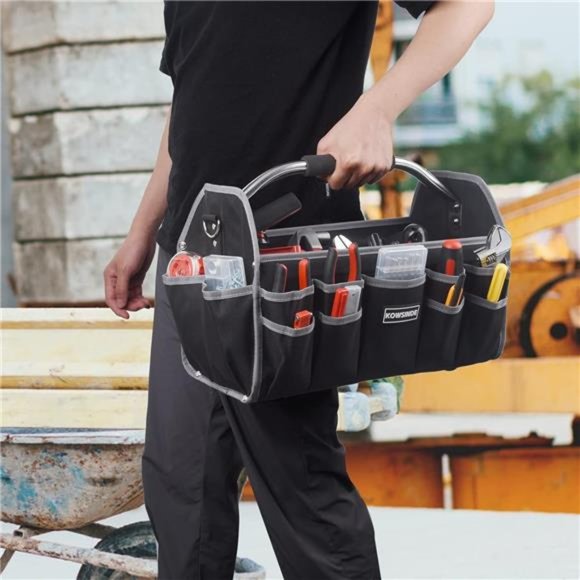 16 Inch Tool Bag, 26 Pockets, Steel Handle and Removable Shoulder Strap - Picture 6 of 6